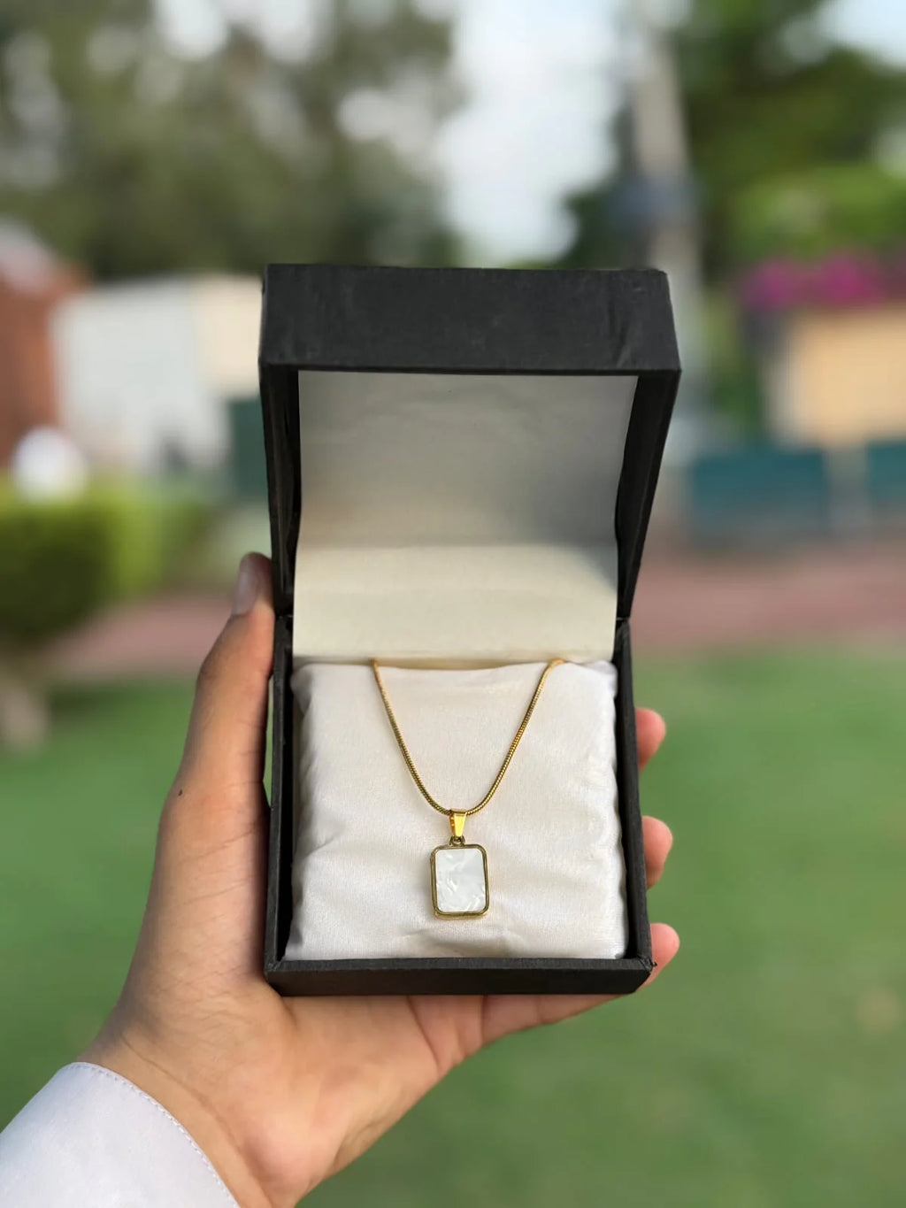 Double side onyx Pendant Necklace With Stainless Steel Chain for Men